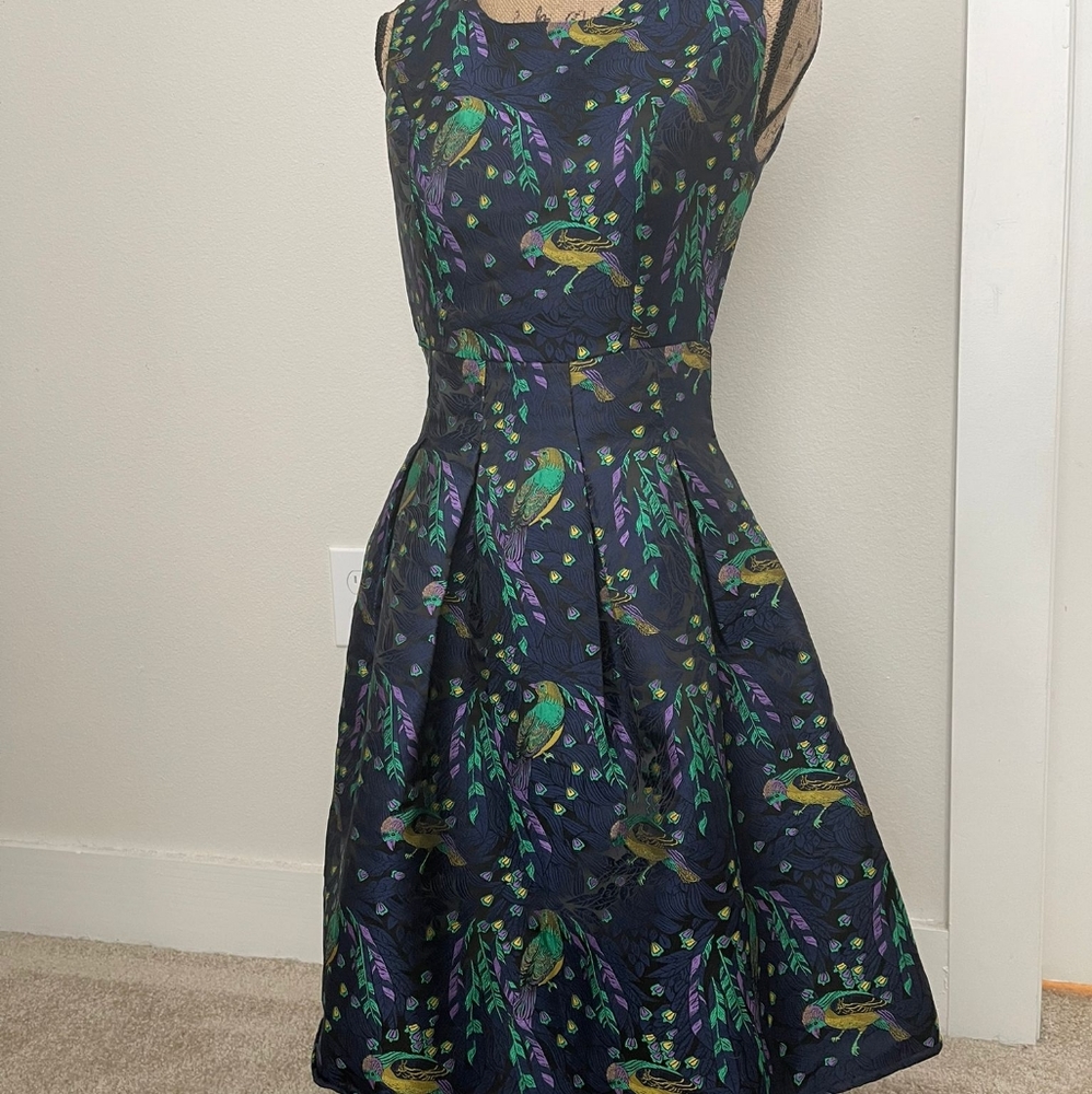 NWT Coeur De Vague Peacock Print  Dress sz S